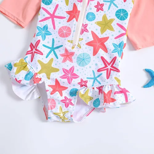 Vista 18 de MERSARIPHY Traje de baño de una pieza para niña pequeña, traje de baño de manga larga, traje de baño para niñas