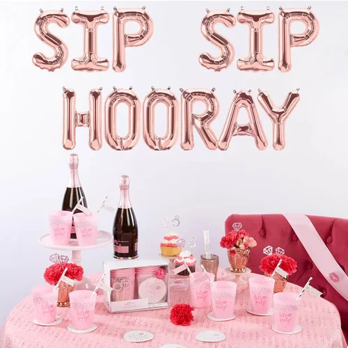 Vista 3 de Suministros para despedida de soltera – Cartel de globo de oro rosa para brunch despedida de soltera, boda, compromiso, despedida de soltera
