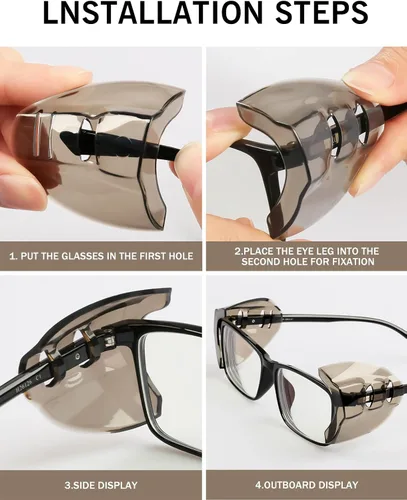 Vista 5 de 2/4 pares de protectores laterales para lentes graduados, protectores laterales flexibles para lentes graduados, se adaptan a anteojos pequeños a