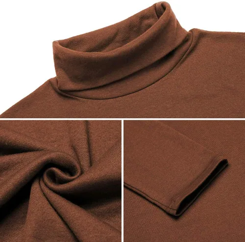Vista 106 de Camiseta de manga larga para hombre, ajustada, ligera, con cuello de tortuga