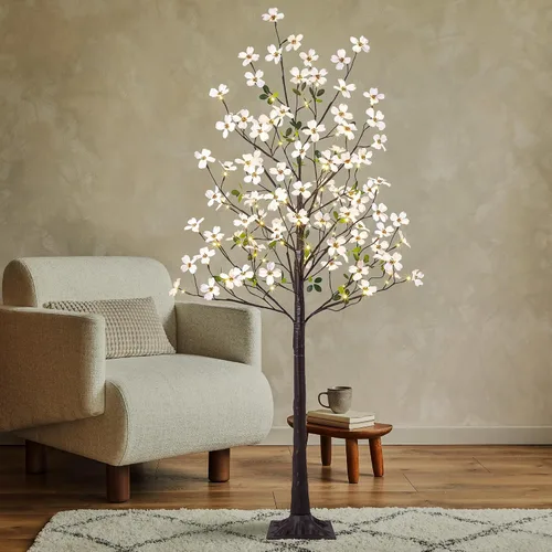 Vista 9 de Lightshare Árbol de Flores de Cornejo Iluminado de 6 Pies, Planta Artificial de 120L con Bayas, Luces Blancas Cálidas para Primavera, Decoración