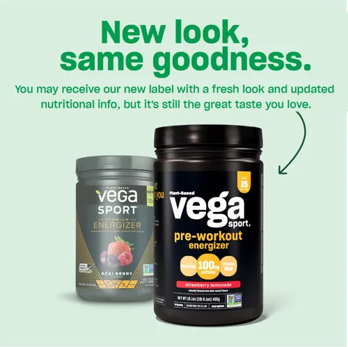 Vista 3 de Vega Sport Energizer, Baya de Acai, Polvo de preentrenamiento para mujeres y hombres, apoya la energía y la concentración, electrolitos, vegano