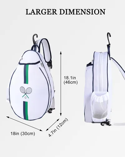 Vista 3 de Rejolly Bolsa Bandolera de Raqueta de Tenis para Mujeres y Hombres Acolchada Resistente al Agua Funda de Raqueta de Un Hombro Cruzada para 2