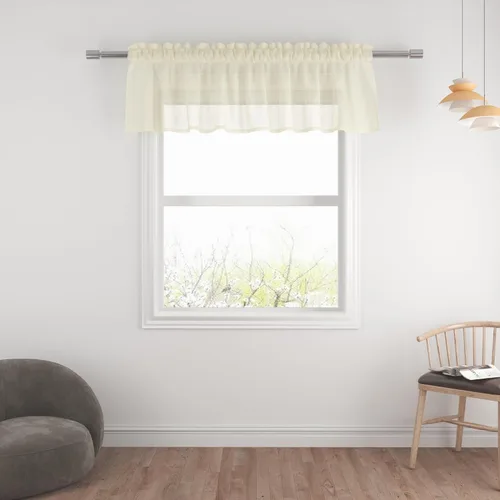 Vista 29 de UPOPO Paneles de Cortina Beige Pequeños Cortinas Transparentes de Gasa de 16 Pulgadas de Largo Cortinas de Cocina de Voile con Textura de Lino