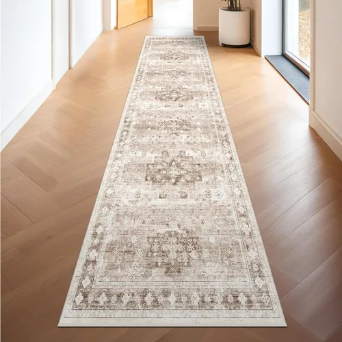 Vista 227 de Hazo Haus – Alfombra pequeña para entrada, cocina o baño, antideslizante con base de goma, resistente a las manchas y a la decoloración, diseño