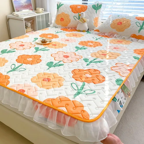 Vista 18 de Sábanas de bolsillo profundo, sábanas de látex de seda de hielo, fundas de colchón con estampado de dibujos animados agradables a la piel, con Gris