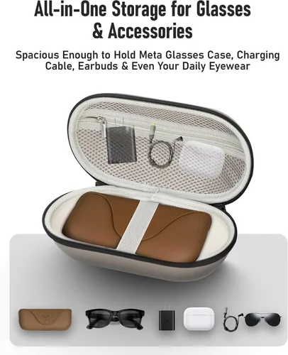 Vista 3 de Hard Smart Glasses Case Compatible with Ray-Ban Meta Wayfarer, Skyler, Headliner Models Travel Carrying Case