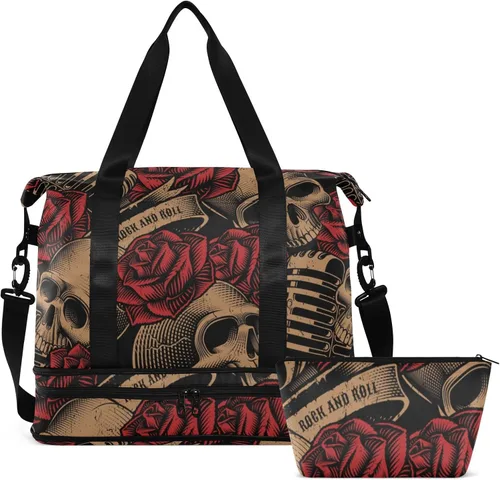 Vista 2 de ALAZA Bolsa de deporte para gimnasio, bolsa de lona con compartimento para zapatos, bolsa de viaje de fin de semana para mujeres y hombres, viaje a