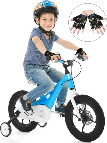 Vista 2 de 3 pares de guantes de bicicleta para niños, guantes de entrenamiento sin dedos de medio dedo, gel antideslizante para bicicleta y motocicleta