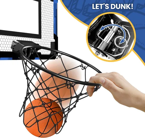 Vista 4 de QDRAGON Mini Basketball Hoop, Over The Door Indoor, with 3 Balls/Inflator/Breakaway Rim, Basketball Toy Gifts for Kids and Adults, Suit for