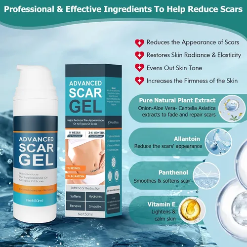 Vista 7 de Gowgaw Gel para cicatrices, crema para cicatrices, gel avanzado para cicatrices quirúrgicas, cara, cuerpo, pierna, quemaduras, acné, cesárea