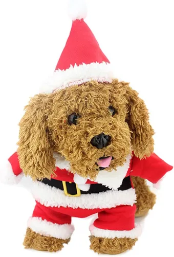 Vista 4 de Idepet Disfraz de Papá Noel para perro, ropa de Navidad para mascotas, abrigo con capucha de invierno para Chihuahua, Yorkshire Poodle (XS)