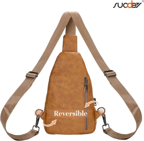 Vista 3 de SUOSDEY 2024 Sling Bag for Women Leather Crossbody Bags for Women Trendy Chest Bag Traveling Walking