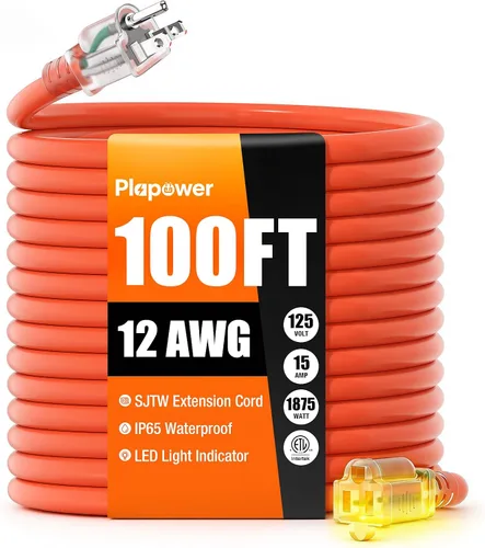 Vista 11 de Cable de extensión para exteriores calibre 12/3, 50 pies, resistente al Negro