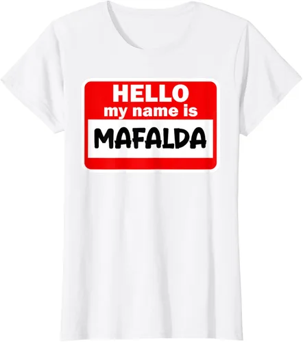 Vista 12 de Mafalda Hello Hi My Name Is Camiseta con nombre en camiseta personalizada, Negro