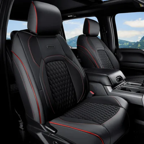 Vista 18 de Coverado Juego completo de fundas de asiento de ajuste personalizado para Chevy Silverado/GMC Sierra 2014-2018 1500, 2015-2019 2500HD 3500HD Negro