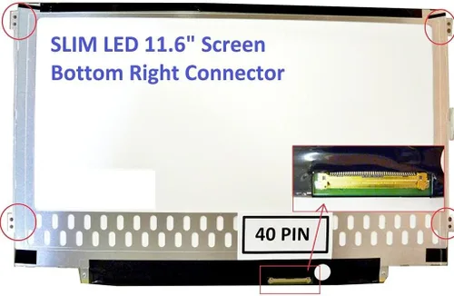 Vista 3 de Generic - Soporte lateral WXGA HD LED de 11,6 pulgadas, pantalla de repuesto LCD para laptop compatible con AU Optronics B116XW03 V.1