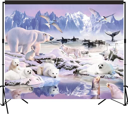 Vista 5 de Fondo Escénico de Animales Polares Grande Banner Estudio Fotografía Fondo de cabina de fotos 7x6feet #2190