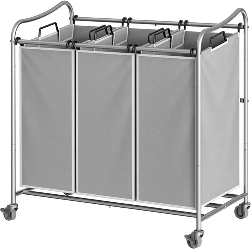 Vista 11 de Simple Houseware Carrito rodante clasificador de lavandería de 3 bolsas resistente, bronce