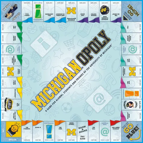 Vista 2 de Late for The Sky Michigan-Opoly - Juego de mesa familiar de la Universidad