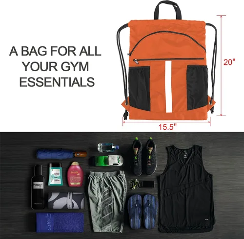 Vista 2 de BeeGreen Mochila con cordón y compartimento para zapatos, mochila grande para gimnasio y deportes