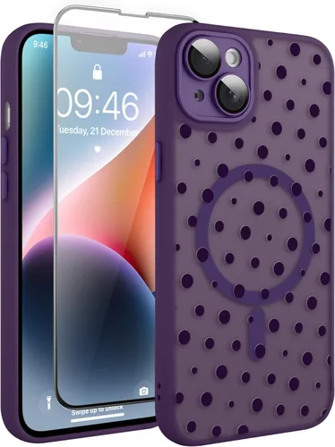Vista 91 de Magnético para iPhone 13 con protector de pantalla [Compatible con MagSafe] Diseño de patrón floral de flores bonitas, funda delgada a prueba