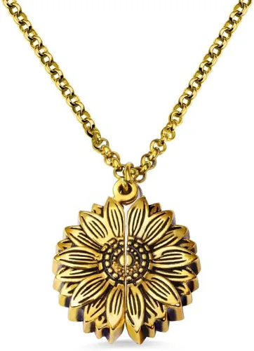 Vista 2 de Collar personalizado con texto en inglés You Are My Sunshine, collar con medallón de girasol, joyería de flores, regalos para mujeres, hija, madre
