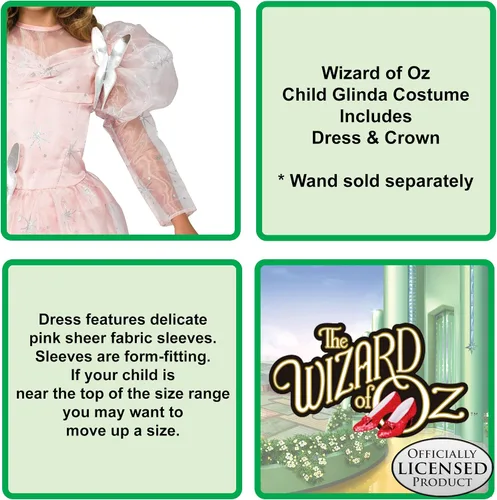 Vista 2 de Disfraz de la buena bruja Glinda, Mago de Oz (Edición del 75 aniversario)