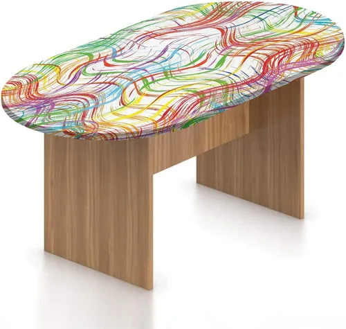 Vista 12 de Mantel ovalado ajustable de poliéster elástico para guitarra, instrumento dibujado a mano, tema de rock and roll, mantel ajustable con estampado