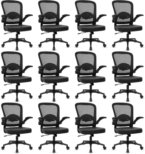 Vista 20 de Sillas de escritorio de oficina con ruedas, silla ergonómica de malla con soporte lumbar de altura ajustable, silla giratoria para computadora