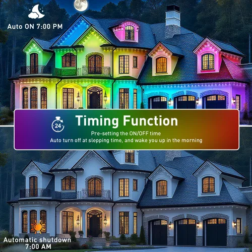 Vista 6 de Luces permanentes para exteriores de 100 pies, impermeable IP67 para techo de casa, vacaciones, fiesta, iluminación diaria, luces RGB inteligentes