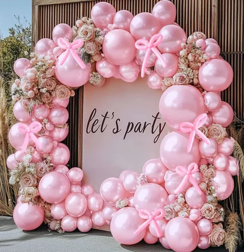 Vista 11 de Guirnalda de globos rosa burdeos doble relleno pastel rosa claro globo dorado Kit de arco de globos de látex color ciruela malva, granate
