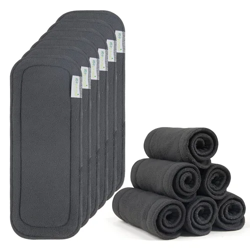 Vista 2 de Wegreeco Paquete de 12 insertos de carbón de 5 capas suaves reutilizables para pañales de tela de bebé, forros lavables de alta absorción