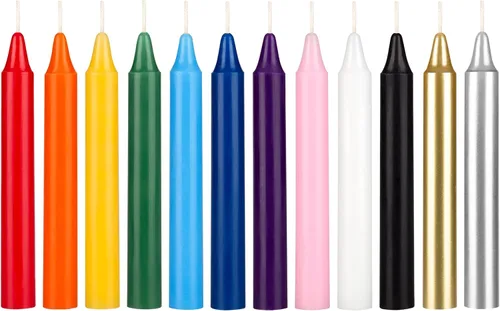 Vista 9 de Mega Candles 12 velas rectas sin perfume de colores surtidos supremos, velas de cera hechas a mano de 10 pulgadas x 7/8 pulgadas, campanadas