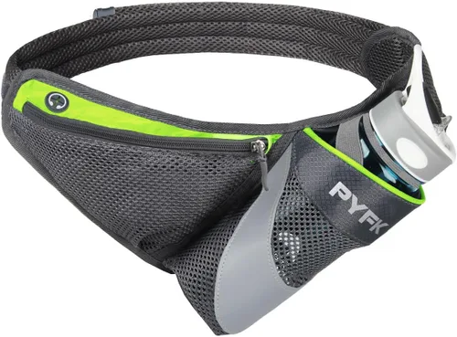 Vista 9 de PYFK - Cangurera de hidratación para correr con soporte para botella de agua, para hombres y mujeres, material reflectante Negro
