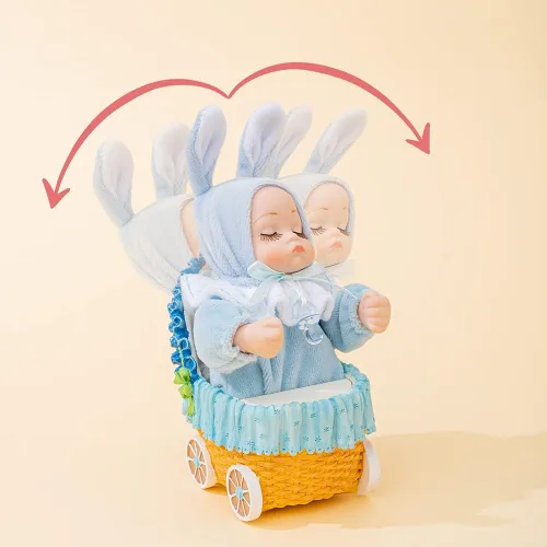 Vista 3 de LOVE FOR YOU Cochecito Bobblehead Doll Baby Music Box para niñas y niños, hermana, sobrina, hijo, hija, mamá, nieto, bautizo, decoración de ducha