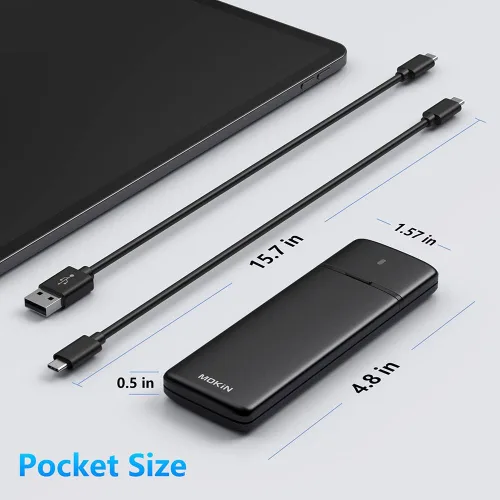 Vista 6 de MOKiN - Lector de carcasa SSD SATA M.2 NVMe de 10 Gbps, funda sin herramientas Lector adaptador NVMe PCIe SSD a USB C con carcasa de aluminio