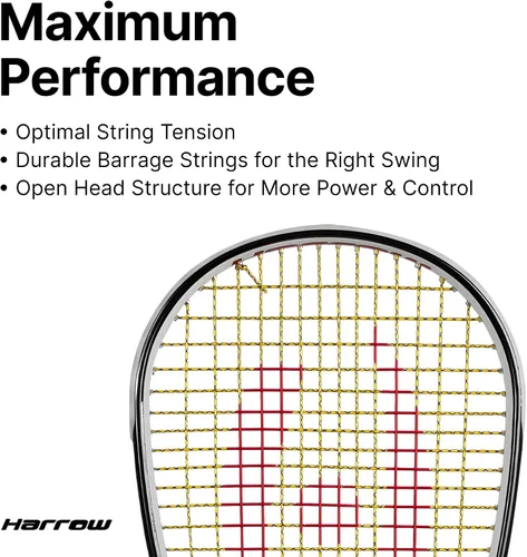 Vista 5 de Harrow Sports Storm 145 Squash Racquet for Beginners Enhanced Power & Precision Carbon-Graphite Composition Lightweight at 145 g Squash