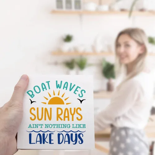 Vista 6 de Boat Waves Sun Rays ain't Nothing Like Lake Days - Placa de madera rústica de lago, decoración de escritorio, retro, cabaña de lago, hogar, madera