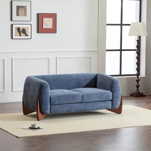 Vista 16 de Christopher Knight Home Alma - Sofá biplaza Boucle de 63 pulgadas con patas de madera, sofá de 2 plazas para sala de estar, sillón tapizado, sofá