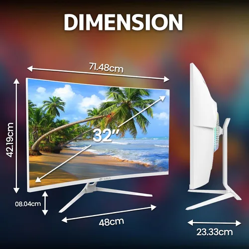 Vista 6 de CRUA Monitor curvo 4K UHD 60Hz de 32", 1500R, AMD FreeSync, altavoces