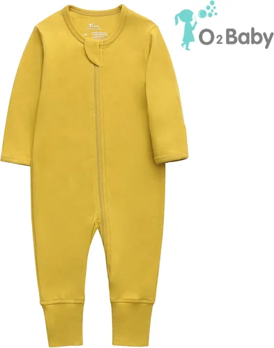 Vista 2 de O2 BABY Organic Cotton Baby Footless Pajamas, Zip Front Baby Boys Girls Romper, Long Sleeve Sleep and Play