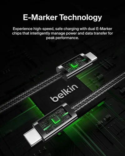 Vista 5 de Belkin Cable trenzado USB C a USB C de 240 W, cable de carga rápida para Negro