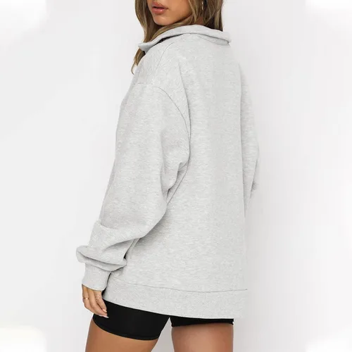 Vista 5 de Sudadera de gran tamaño para mujer, suéter de Navidad con cremallera de un cuarto, sudadera de forro polar para Navidad, media cremallera, suéter