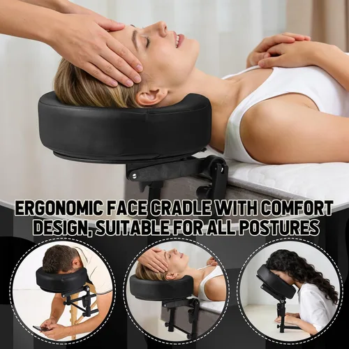 Vista 3 de Reposacabezas de masaje para cama con bolsa de almacenamiento, masajeador de cuero cabelludo, soporte de cabeza de masaje de cuero ajustable
