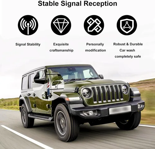 Vista 6 de Antena para Auto Camión con Tapas de Válvula de Neumático Bandera Americana Diseño Antirrobo, Reemplazo Corto Universal para Ford F150 F250 F350