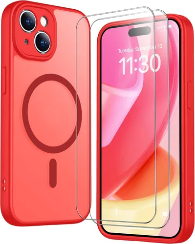 Vista 298 de SPIDERCASE Funda magnética translúcida diseñada para iPhone 11, con 2 protectores de pantalla de vidrio templado, antihuellas, para iPhone 11 de 6.1