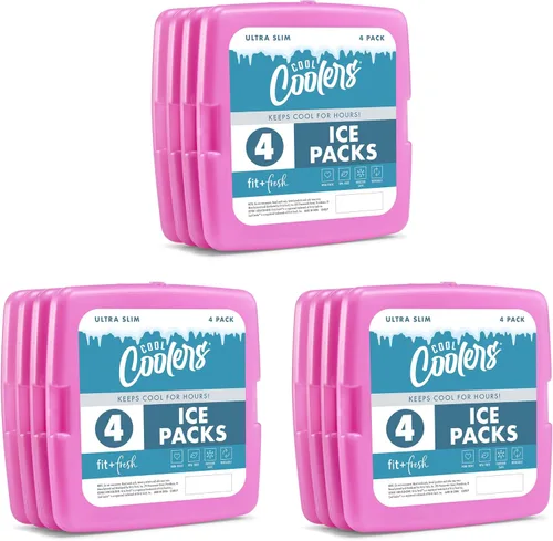 Vista 6 de Enfriadores Cool de Fit + Fresh, Paquetes de Hielo Delgados Reutilizables y Duraderos, Paquetes Fríos para Loncheras, Paquetes de Hielo para Bolsas