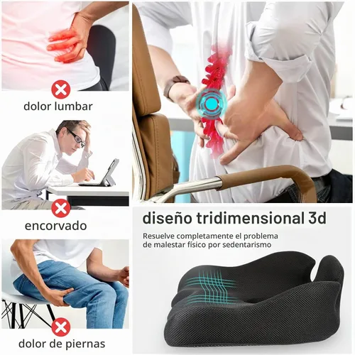 Vista 7 de Benazcap - Cojín de asiento con memoria estándar, alivio del dolor de ciática, color negro