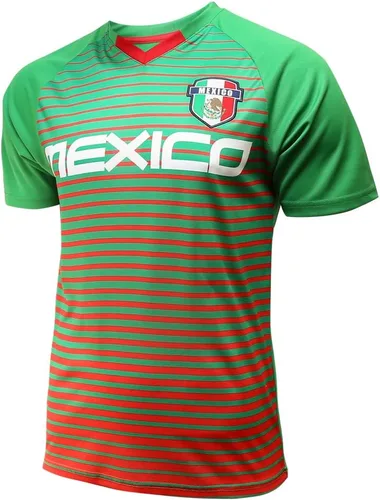 Vista 2 de Icon Sports Mexico Soccer Performance Short Sleeve Fitted Jersey Negro/Verde